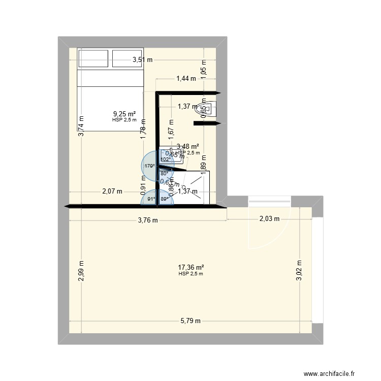 Extension_bourdairlerrie. Plan de 3 pièces et 30 m2