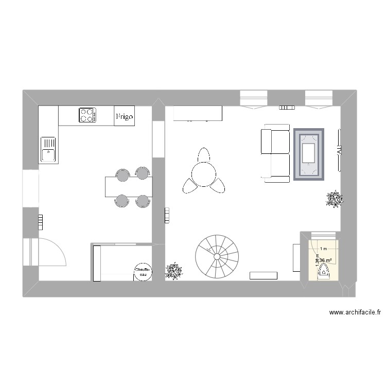 LEO MEZENS RDC. Plan de 1 pièce et 1 m2