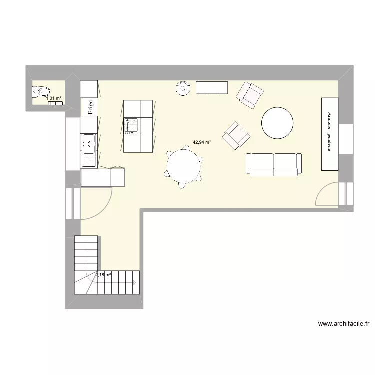 RDC LORMES. Plan de 3  et 46 m²