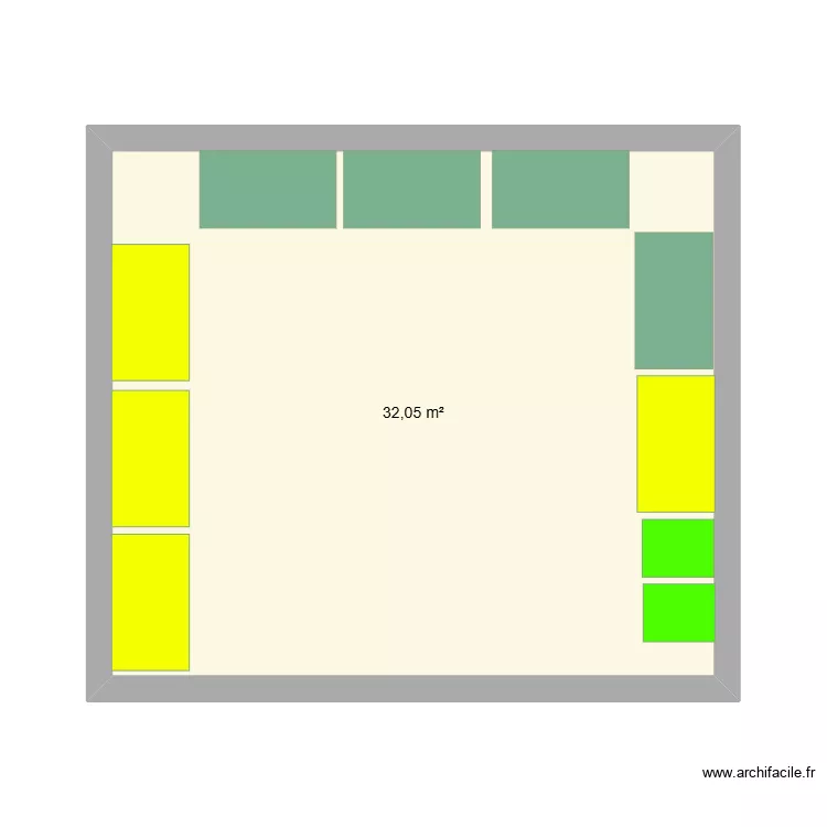 local poubelle. Plan de 1  et 32 m²