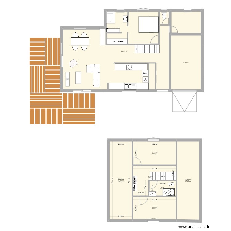 Plan maison Doussard 1. Plan de 8 pièces et 164 m2