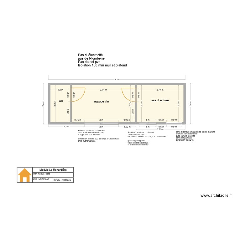 module la renardiere plan simple. Plan de 3 pièces et 17 m2