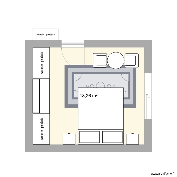 GL Chambre 2. Plan de 1 pièce et 13 m2