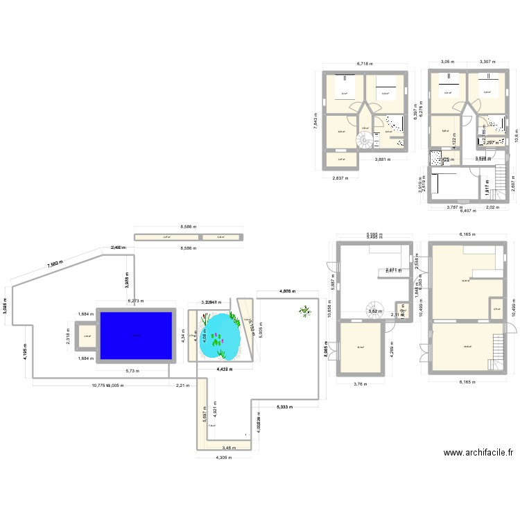 maison léa. Plan de 24 pièces et 182 m2