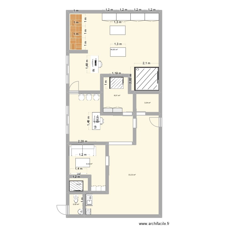 PLAN TOILETEUR. Plan de 8 pièces et 119 m2