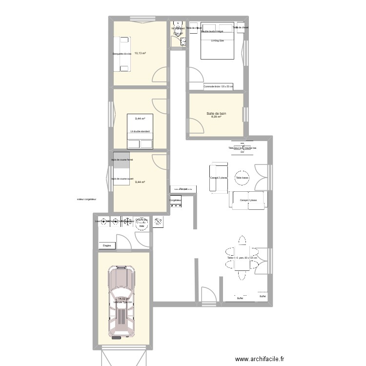 Barcelonne1. Plan de 4 pièces et 29 m2