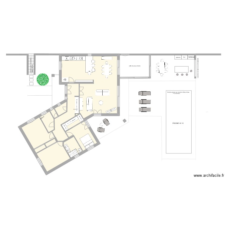 PROJET 1    RDC   VICTOR & LISA. Plan de 1 pièce et 149 m2