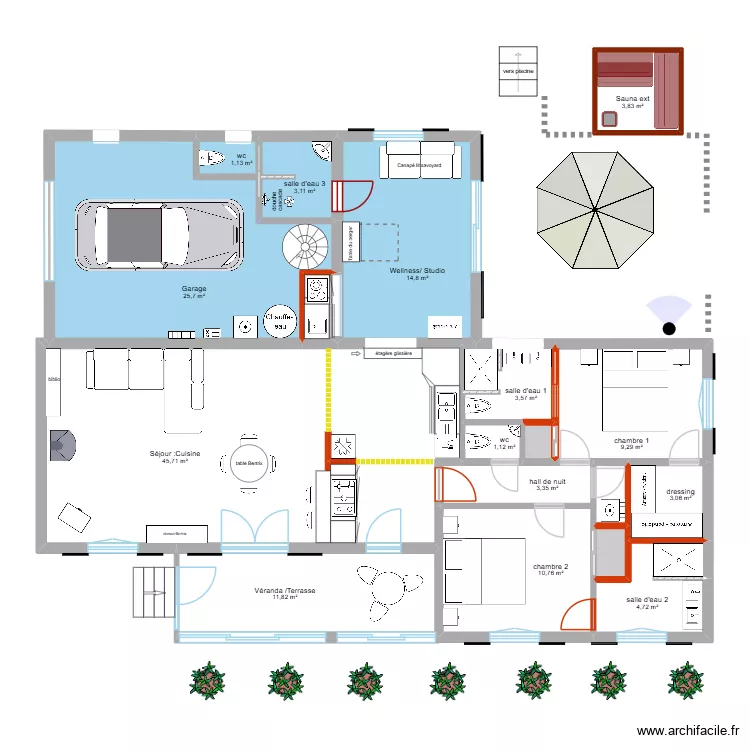 Allemagne r&eacute;novation module 3. Plan de 18  et 145 m²