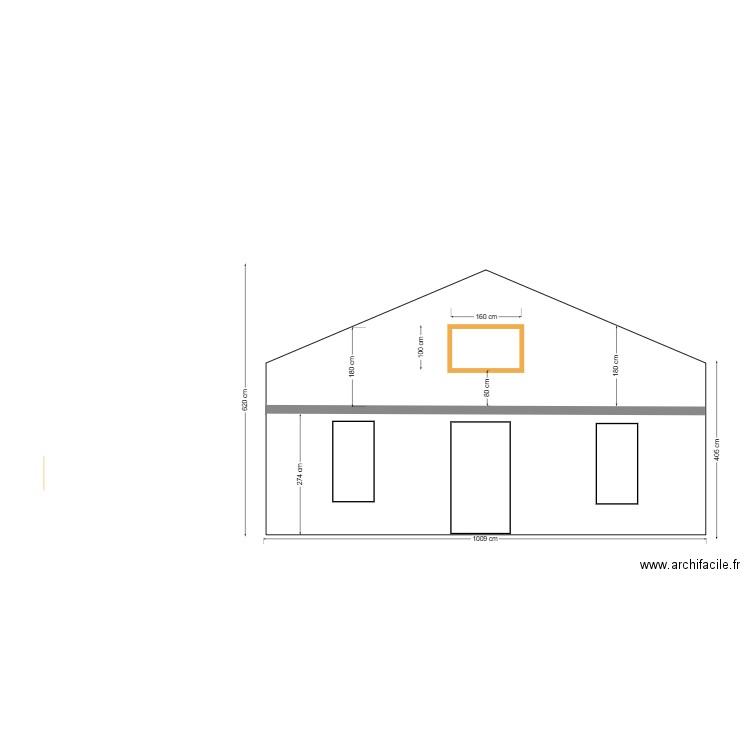 Fenêtre oeil de boeuf façade sud. Plan de 0 pièce et 0 m2