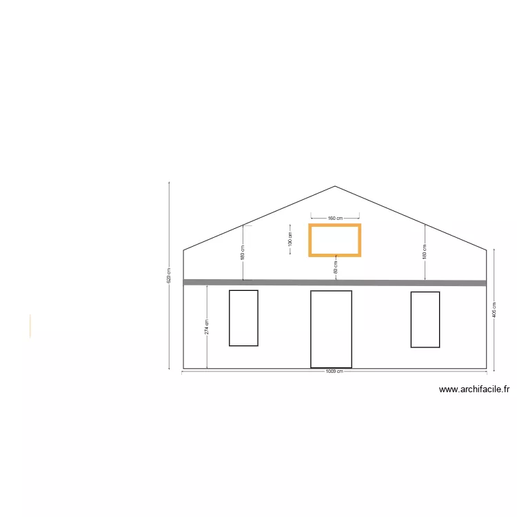 Fenêtre oeil de boeuf façade sud. Plan de Fenêtre oeil de boeuf façade sud. Plan de