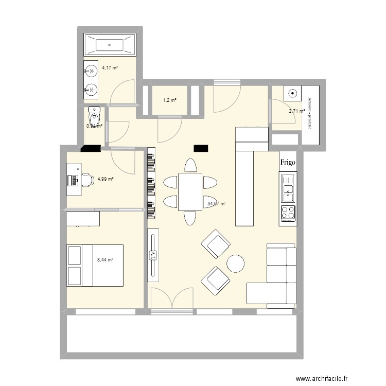 Appartement. Plan de 11 pièces et 68 m2