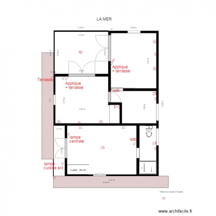 Bungalow du bas electricite. Plan de 0 pièce et 0 m2