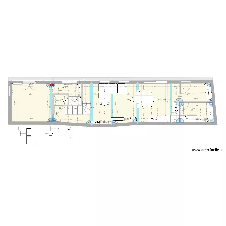 Projet 9 escalier 1/4 centr&eacute;. Plan de 