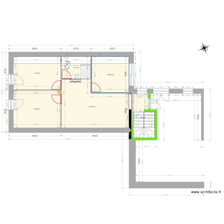 EviresEtage. Plan de 6 pièces et 71 m2