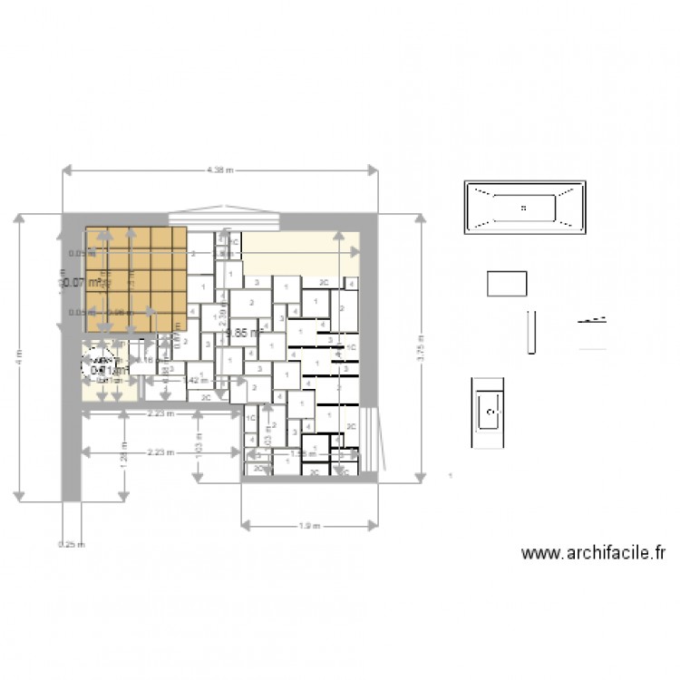 salle de bain. Plan de 0 pièce et 0 m2