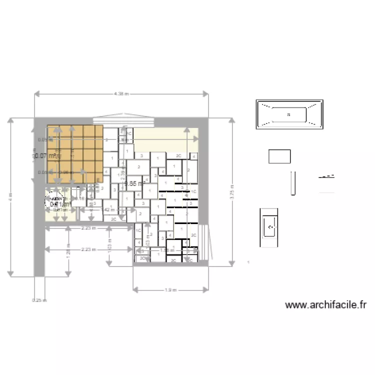 salle de bain. Plan de 