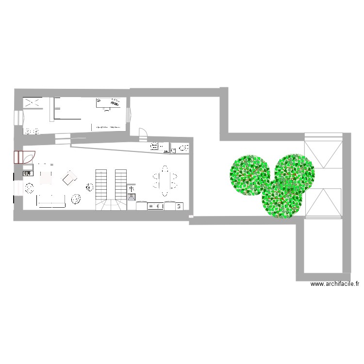 GRUI RDC Version chambre et SdB. Plan de 0 pièce et 0 m2