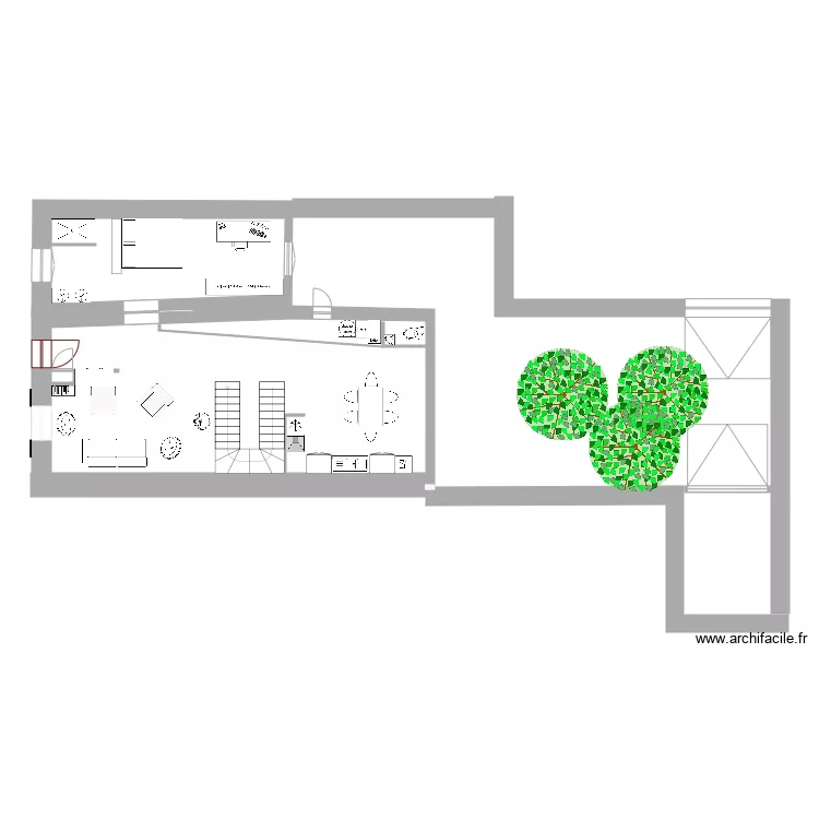 GRUI RDC Version chambre et SdB. Plan de 