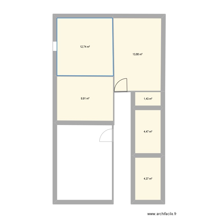 eglise1. Plan de 6 pièces et 47 m2