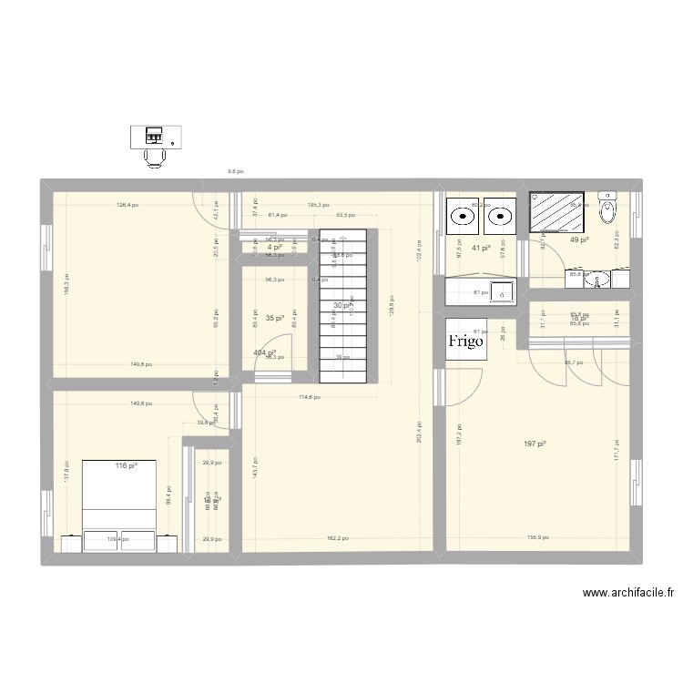 sous-sol_réorganisation_2. Plan de 10 pièces et 85 m2