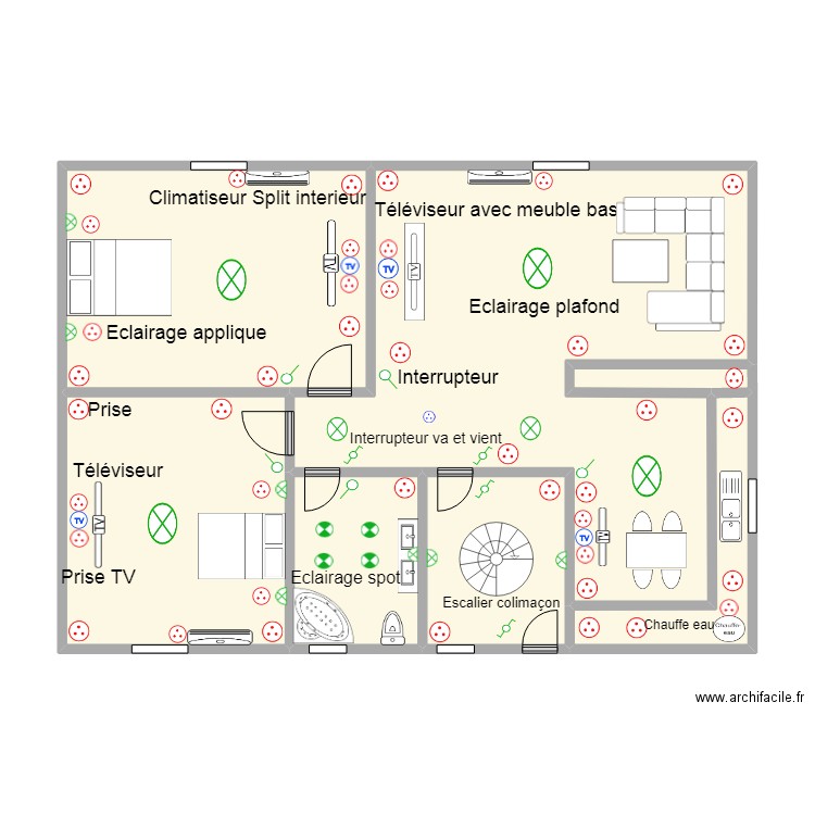  chblui. Plan de 7 pièces et 79 m2