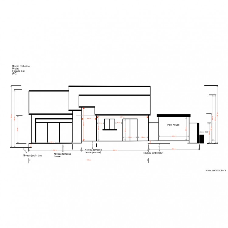 Studio Picholine Projet 03 18 2 PC Façade Est  Pool house. Plan de 0 pièce et 0 m2