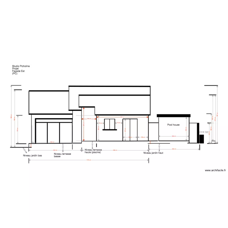 Studio Picholine Projet 03 18 2 PC Fa&ccedil;ade Est  Pool house. Plan de 