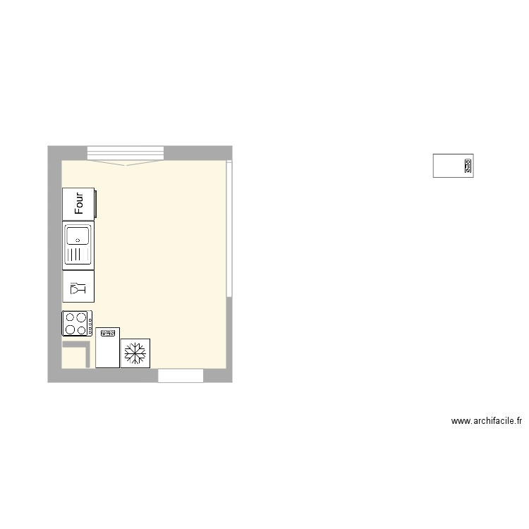 cuisine etage. Plan de 1 pièce et 11 m2