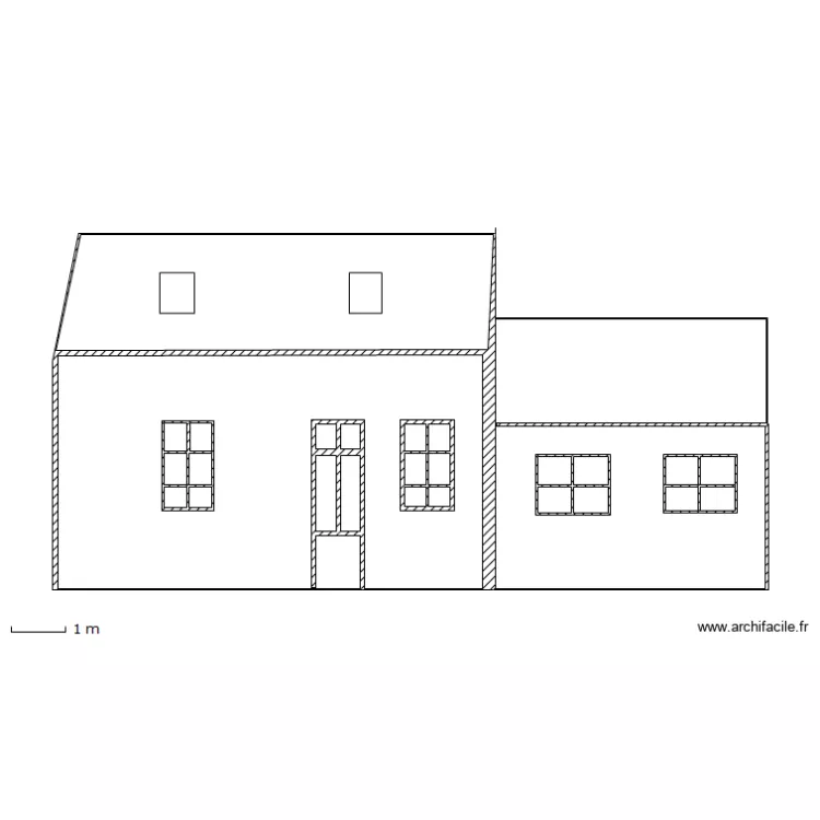 FACADE AVEC AGRANDISEMENT. Plan de FACADE AVEC AGRANDISEMENT. Plan de