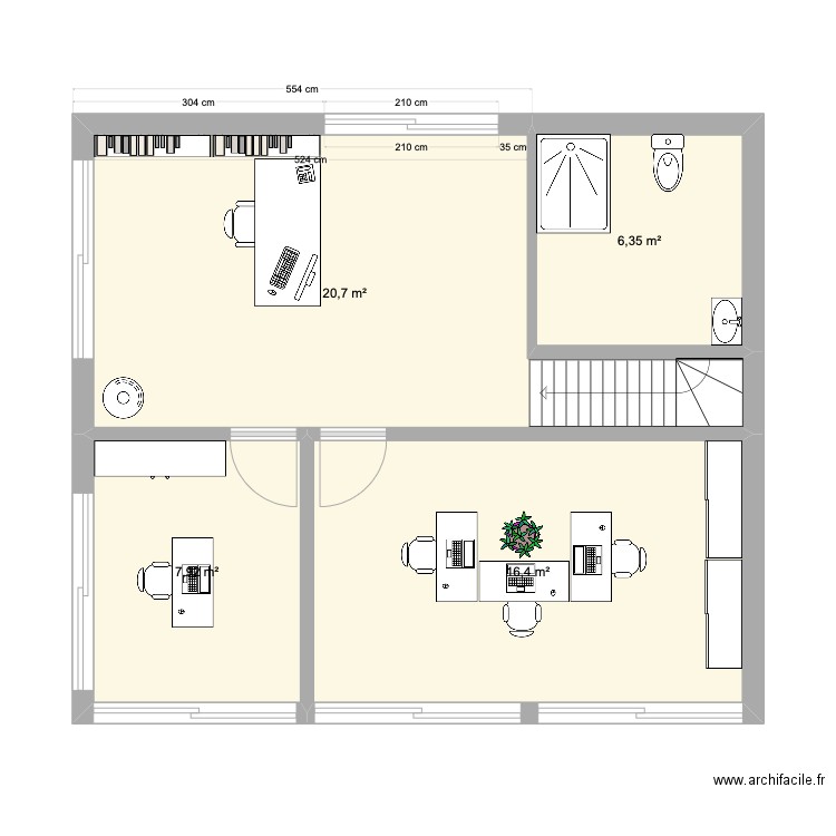 RDC av J&B Chirac, Brive. Plan de 4 pièces et 51 m2