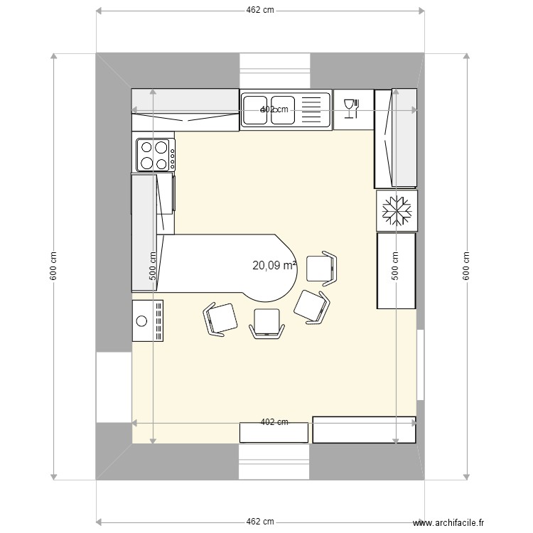 PlourivoKitchen_230102. Plan de 1 pièce et 20 m2