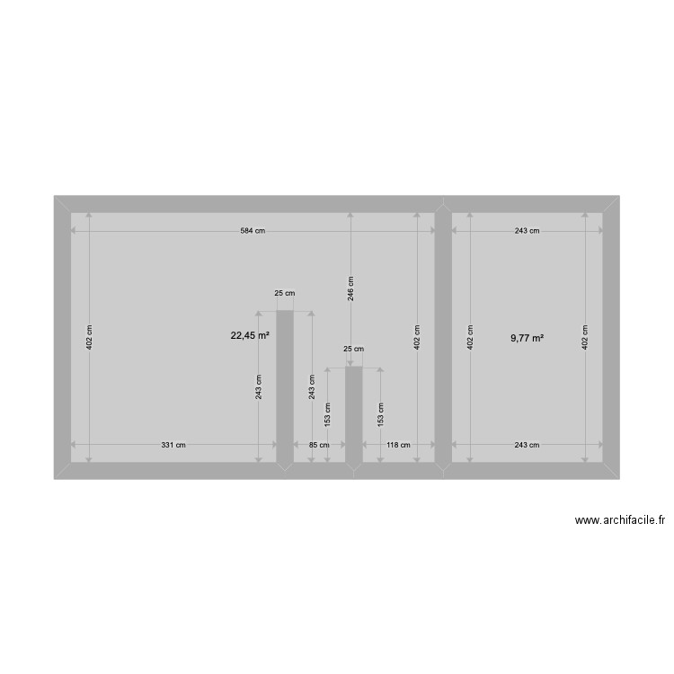 Cave - Frasnes. Plan de 2 pièces et 32 m2