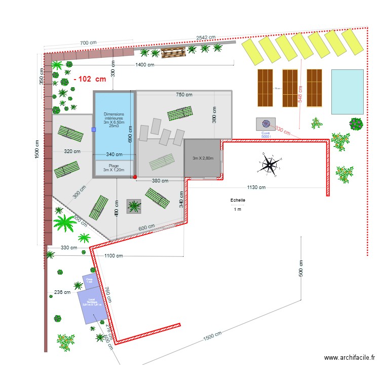 Aménagement piscine 12 octobre. Plan de 1 pièce et 93 m2