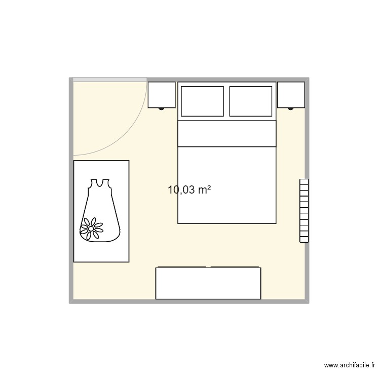Chambre. Plan de 1 pièce et 10 m2
