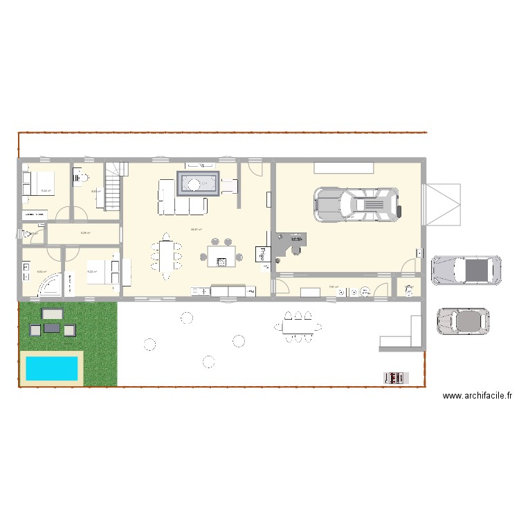 maison 2. Plan de 14 pièces et 209 m2