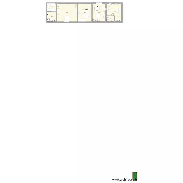 Salon chambre cuisine chambre 2 bis. Plan de 