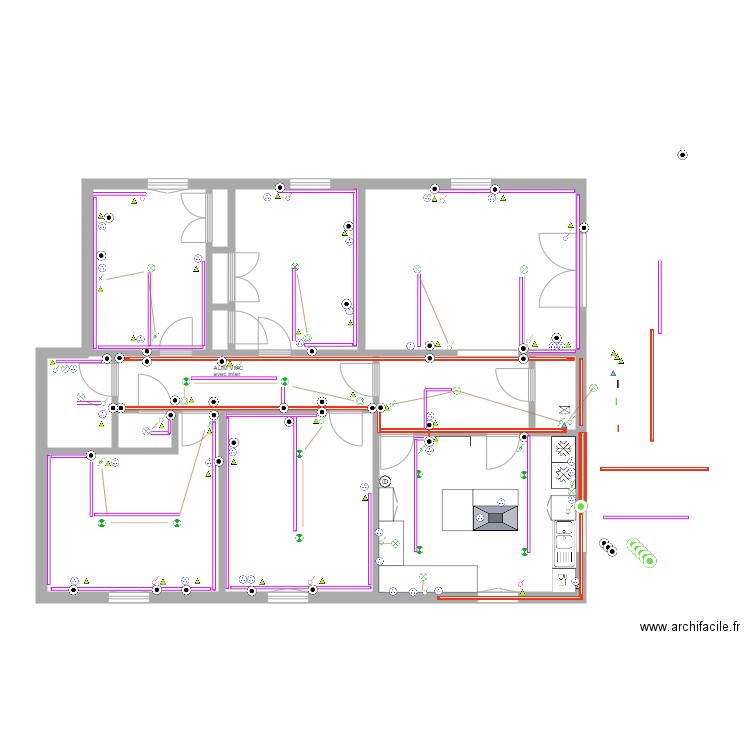 etage BB 2 composants élec bb. Plan de 14 pièces et 114 m2