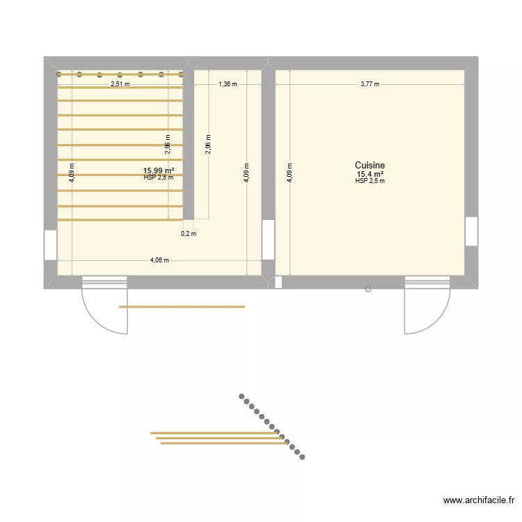 Caseddu. Plan de 2  et 31 m²