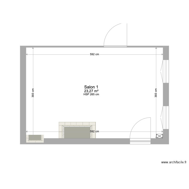 Salon 1. Plan de 1 pièce et 23 m2