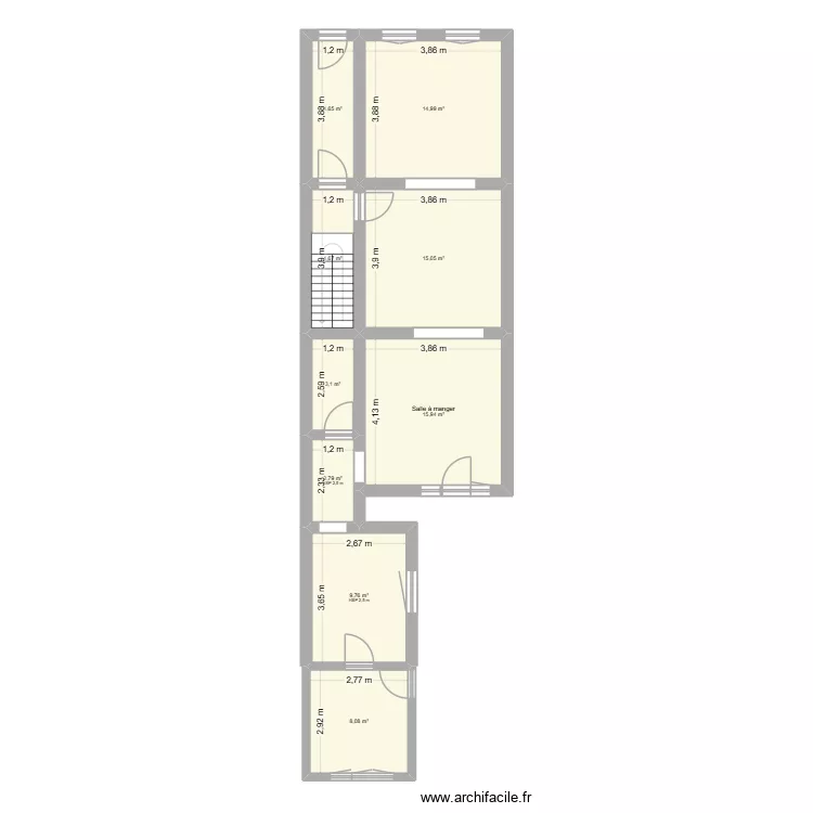 RDC 222 situation existante. Plan de 9 Pièces et 79 m² RDC 222 situation existante. Plan de 9 Pièces et 79 m²