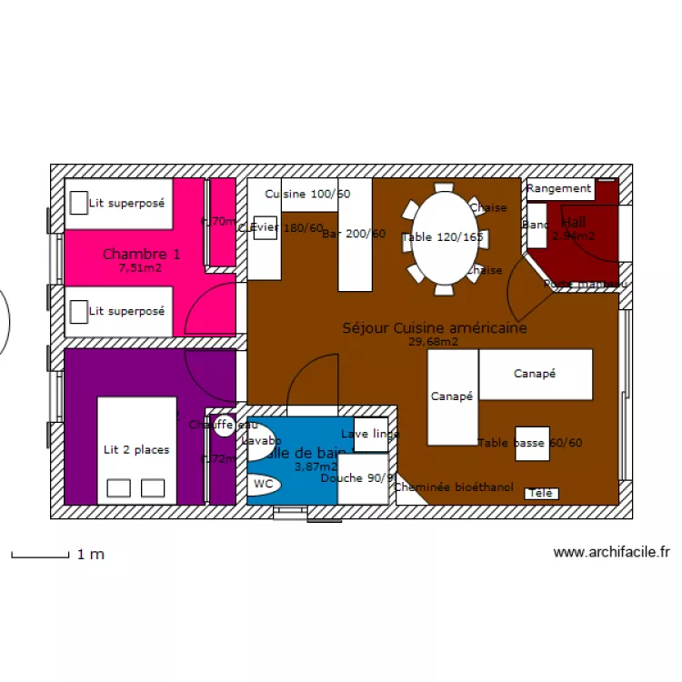 Rdc Chalet Puyvalador mobilier 2. Plan de 