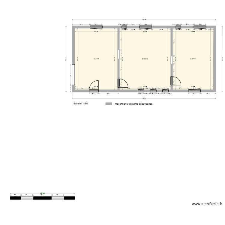  DÉPENDANCE AVEC NOUVELLES OUVERTURES. Plan de 0 pièce et 0 m2