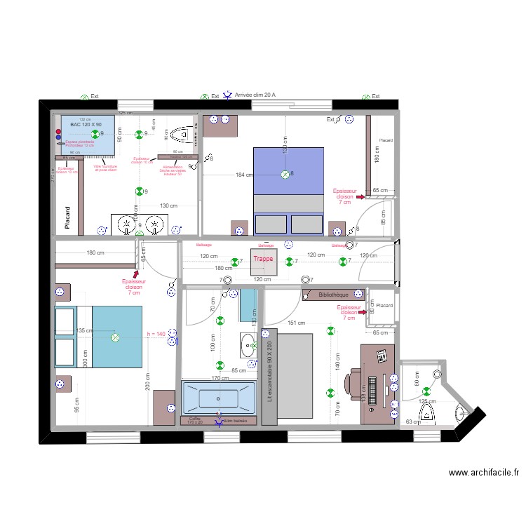 Cotations 1. Plan de 7 pièces et 51 m2