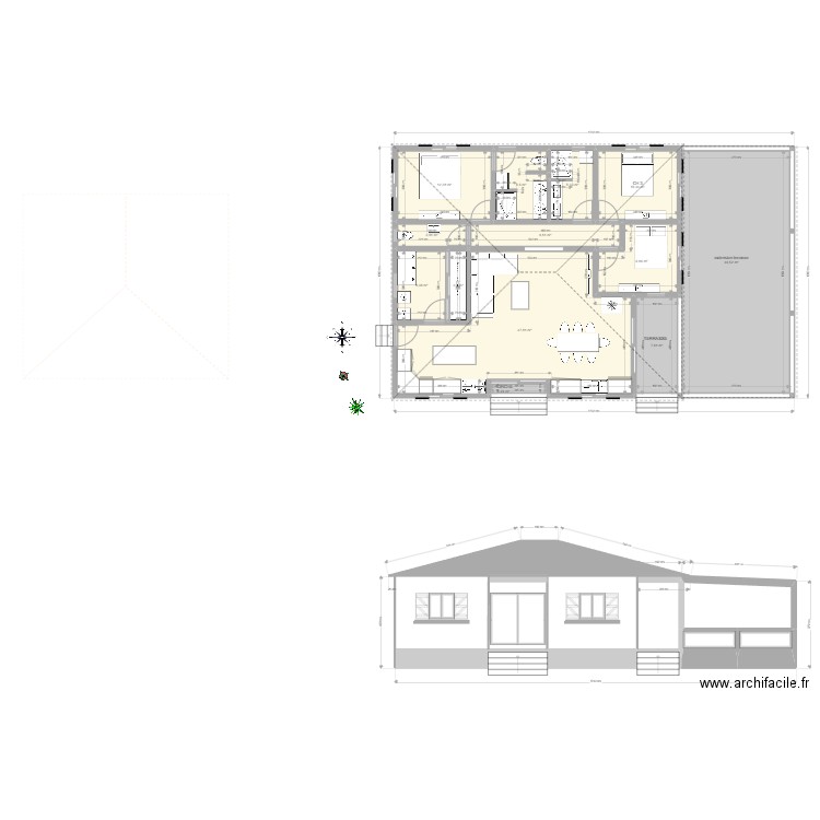 plein pied 2. Plan de 20 pièces et 230 m2