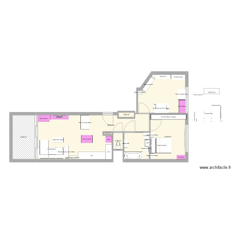 Stradim. Plan de 6 pièces et 74 m2