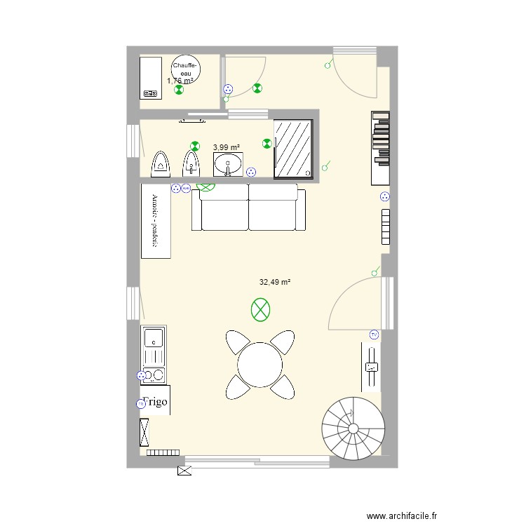 suite studio. Plan de 0 pièce et 0 m2