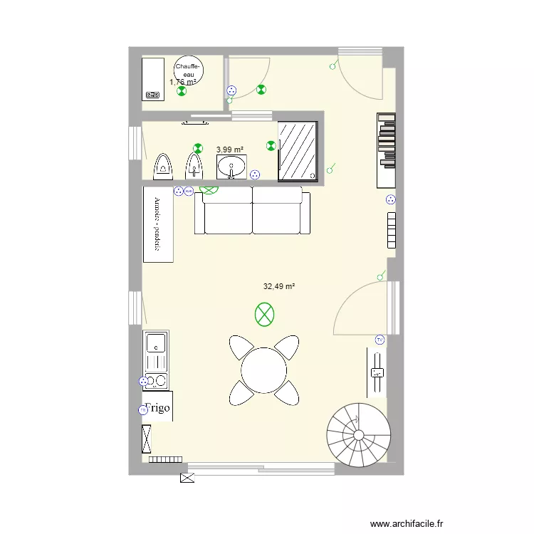 suite studio. Plan de 