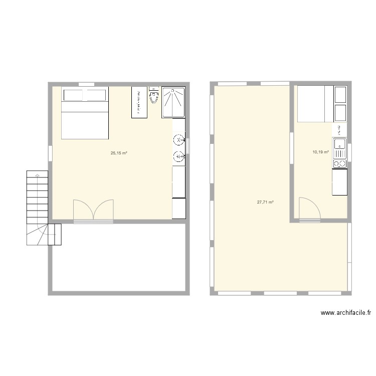 Maison 25m2 1 étage. Plan de 0 pièce et 0 m2