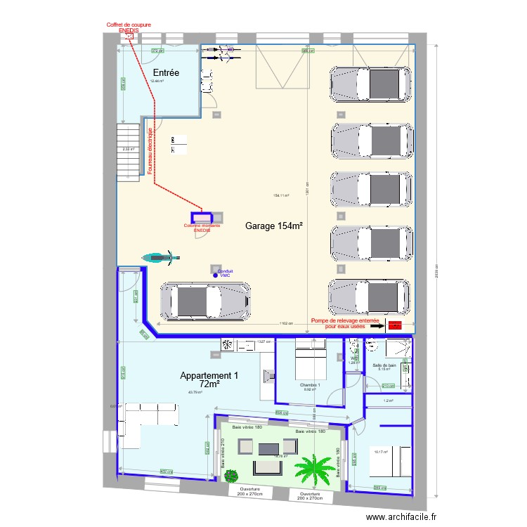 Pasteur RDC 1 cloisons. Plan de 0 pièce et 0 m2