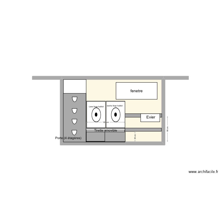 buanderie meuble. Plan de 1 pièce et 6 m2